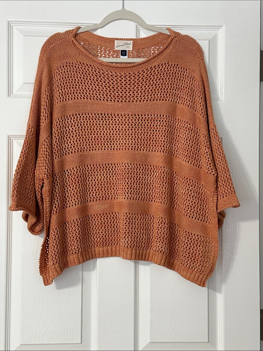 Open-Knit Oversized Women's Sweater - Orange